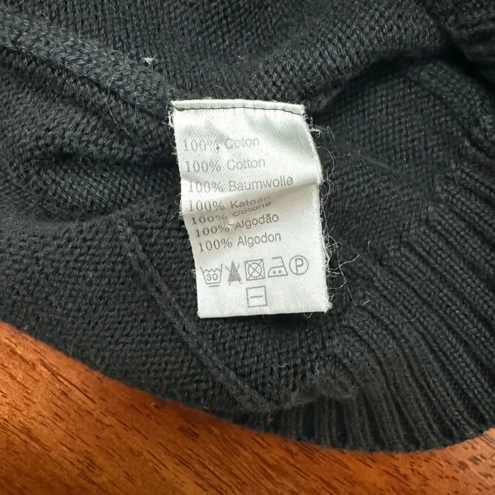 Lacoste Black Quarter Zip Sweater Ribbed Elbow Patches Mens Size‎ 7 US Size XL
